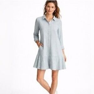 Society Social Crown & Ivy Preppy Long Sleeve Shirt Dress XL Striped Ruffle Hem